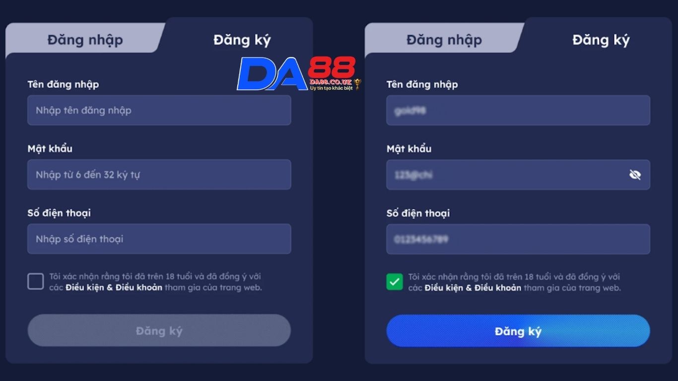 Hướng dẫn đăng ký DA88 lần đầu tiên